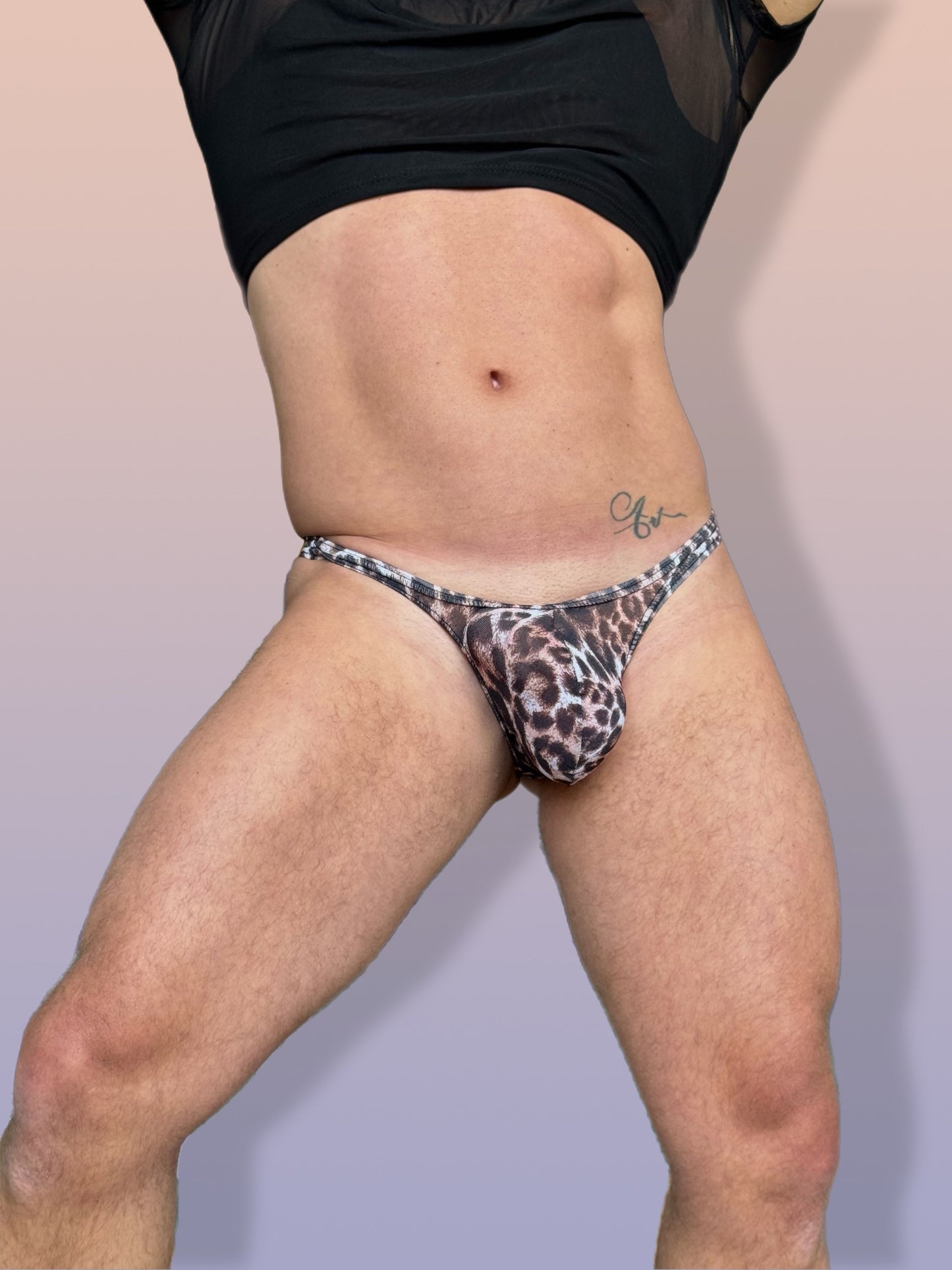 Signature Leopard Mesh Thong